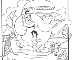 Coloriage Aladdin Génie et Abu