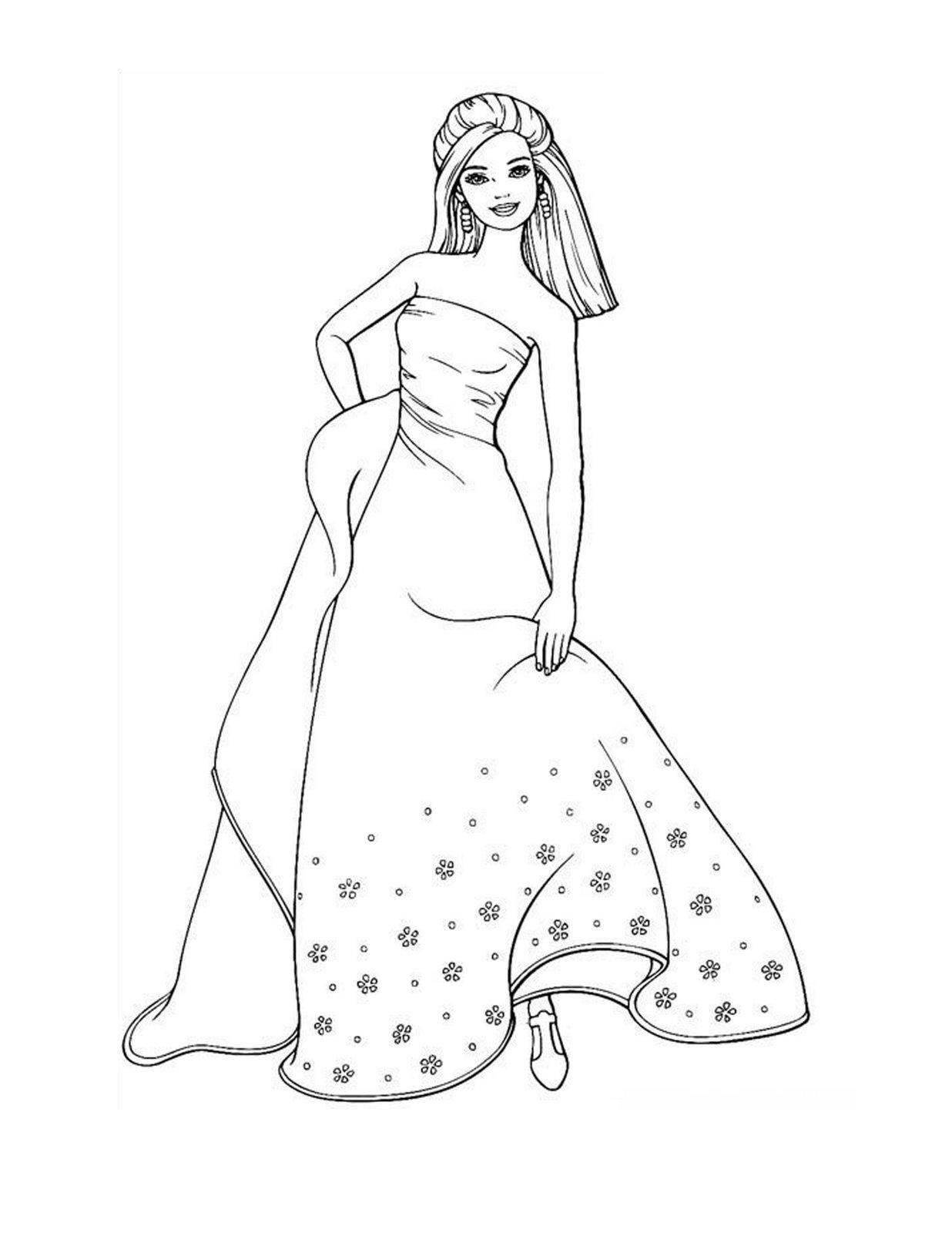 Coloriage Barbie avec une robe