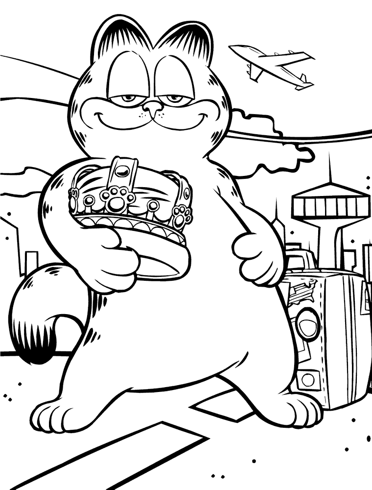 Coloriage Garfield avec une couronne