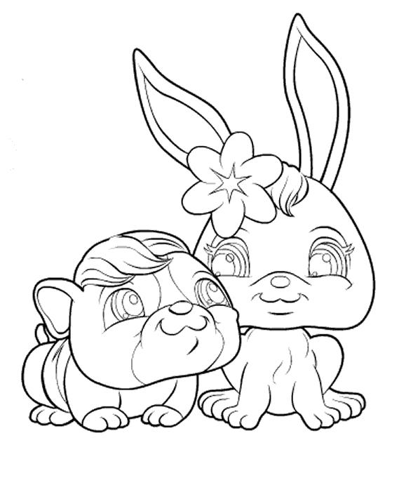 Coloriage Pet Shop chien et lapin