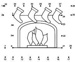 Coloriage point à relier cheminée